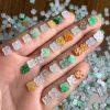 5 pcs small four petals shape genuine natural colorful icy jadeite bead