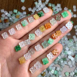 5 pcs small four petals shape genuine natural colorful icy jadeite bead