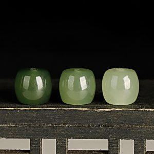 5 pcs simple drum shape genuine natural green nephrite bead
