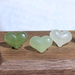 5 pcs peach heart shape genuine natural nephrite bead
