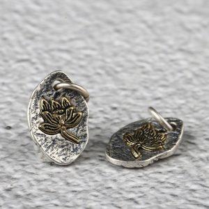 S925 Sterling Silver Lotus Pendant Charms
