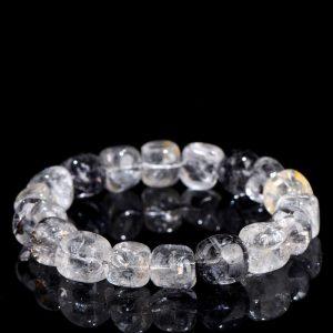 8mm - 10mm irregular pebble shape 3A genuine natural Herkimer Crystal quartz beaded bracelet