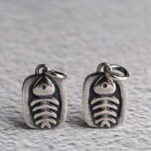 S925 Sterling Silver Fishbone Charm DIY Beaded Bracelet Jewelry Findings