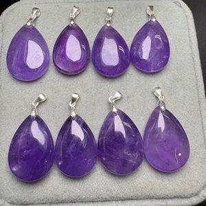 Uruguayan Amethyst Teardrop Pendant With S925 Silver Clasp