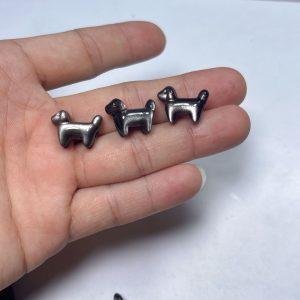5 pcs Natural Silver Obsidian Puppy Spacer Beads for Bracelet