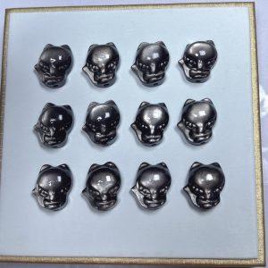 5 pcs Natural Silver Obsidian Fox Spacer Beads