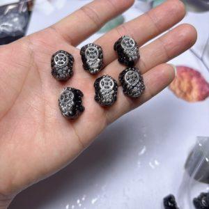 5 pcs Natural Silver Obsidian Dragon Turtle Spacer Beads