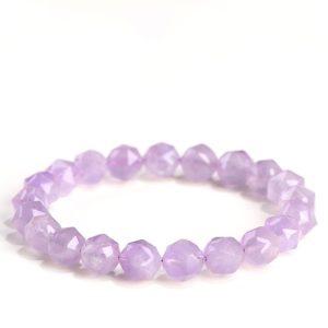 8mm - 9mm facet polyhedron shape genuine natural lavender purple amethyst beaded bracelet