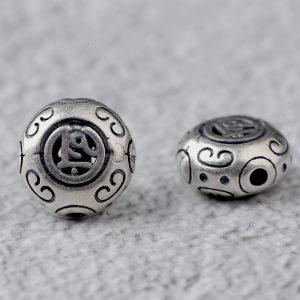 S925 Silver Hollow Geometric Line Oval Spacer Bead