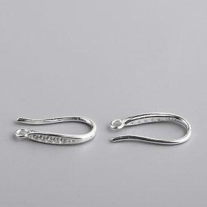a pair S925 Silver Earring Hooks with Zircon Inlay, DIY Earring Accessories