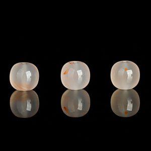 5-pieces Natural Ice White Agate with Red Floating Veins Barrel Beads DIY Jewelry Accessories