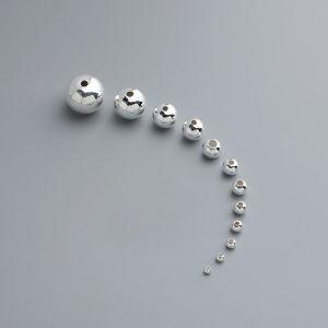 S925 Sterling Silver Polished Round Bead, Universal Beads for DIY Jewelry Making