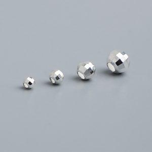 S925 Sterling Silver Faceted Laser Round Beads