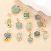 Natural Blue‑Water Jadeite Ruyi Lock, Lotus Leaf & Gourd Pendant with Gold Plated S925 Silver Bezel Set