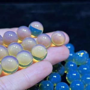 4-20mm Natural Mexican Blue Amber Round Beads, No Impurities No Cracks, Pure Quality, DIY Bracelet Beads, Jewelry Inlay Beads