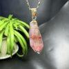 Natural Aura‑23 Quartz Irregular Faceted Teardrop Pendant with Silver Clasp