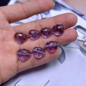 5-pieces Natural Amethyst Ruyi Flower Carved Beads for DIY Jewelry Making