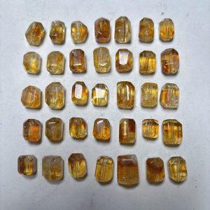 5-pieces Natural Yellow Phantom Quartz Faceted Prism Freeform Beads for DIY Jewelry Making