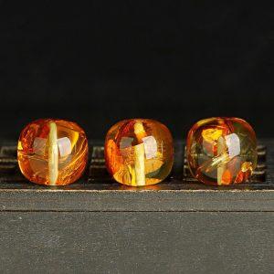 Natural Baltic Floral Amber Old‑Style Barrel Beads