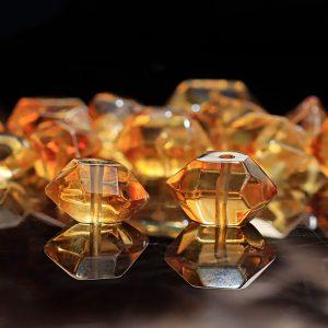 Natural Phantom Citrine Double‑Point Prism Beads with Horizontal Through Hole
