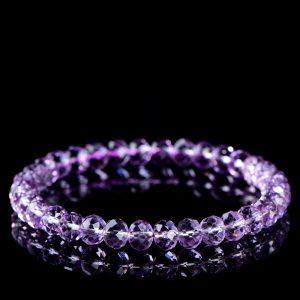 Natural Bolivian Light Amethyst Faceted Oval Beaded Bracelet