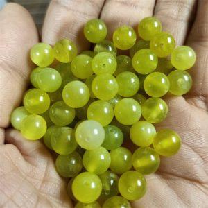 6-10mm Natural Yellow Green Xiu Jade (Serpentine Jade) Round Beads, DIY Bracelet Beads