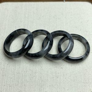 2-pieces Natural Variegated Grey & Black Jadeite Ring Beads