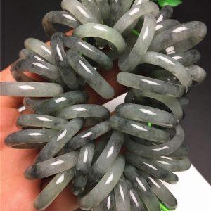 Natural Variegated Grey Jadeite Ring Beads