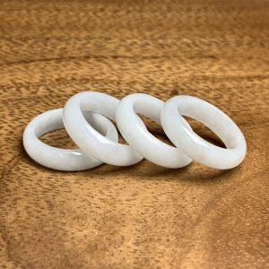 2-pieces Natural White Jadeite Plain Band Ring Bead