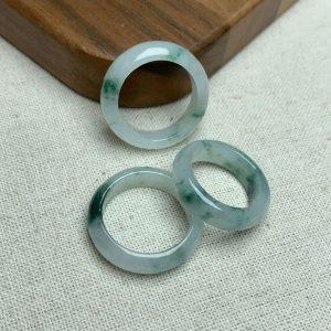 Natural Ice Floating Flower Jadeite Plain Band Ring Bead