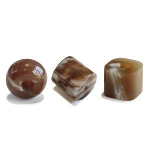 Natural Qiemo Sugar Variegated Nephrite Cylinder & Abacus Beads