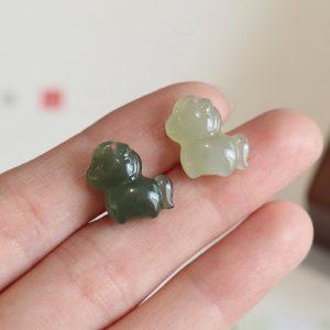 Natural Green Nephrite Pony Charm Pendant Beads