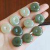 Natural Green Nephrite Peace Buckle Donut Beads