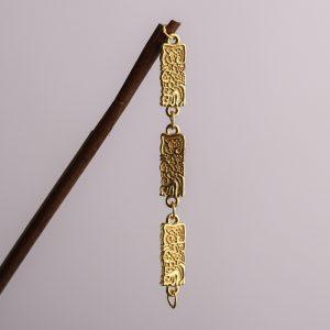 Gold Plated S925 Silver Line Pattern Rectangle Link Chain Findings