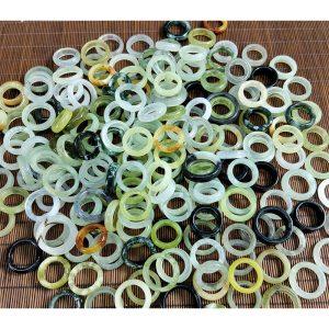17-22mm Natural Xiu Jade (Serpentine Jade) Ring Band Spinner Beads, DIY Beads