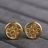 Gild S925 Sterling Silver Openwork Vajra Pattern Round Bead