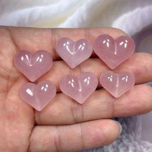 5-pieces Natural Rose Quartz Peach Heart Bead for DIY Jewelry Making