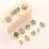 Natural Blue Tone Jadeite Beads with Gold Plated S925 Silver Bezel Set