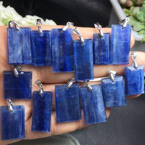 Natural Clear Kyanite Rectangle Plate Pendant with Silver Clasp