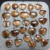 Natural Straight Copper Rutilated Quartz Heart Pendant with Silver Clasp