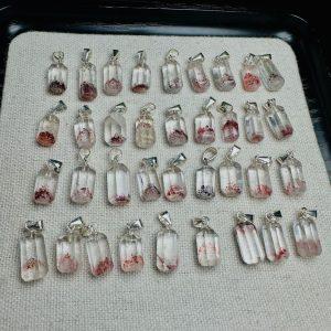Natural Super Seven Golden Strawberry Quartz Prismatic Pendant with Silver Clasp