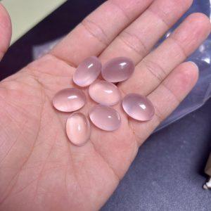 5-pieces Natural Rose Quartz Flat Base Cabochon Mountable Beads for DIY Jewelry Making