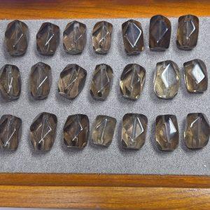 5-pieces Natural Smoky Quartz Faceted Prismatic Freeform Beads for DIY Jewelry Making