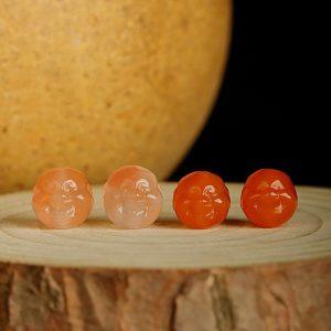 Natural Nanhong Red Agate Laughing Maitreya Buddha Head Spacer Beads for DIY Jewelry Making