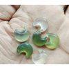 5-pieces Natural Xiu Jade (Serpentine) Crescent Moon Beads, DIY Bracelet Beads