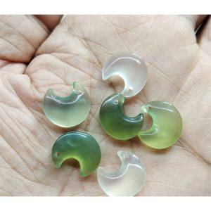 5-pieces Natural Xiu Jade (Serpentine) Crescent Moon Beads, DIY Bracelet Beads