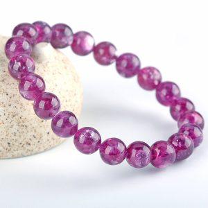 Natural Shimmering Scale Purple Grandmother Quartz Round Bead bracelet