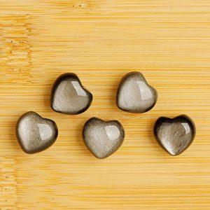 10-pieces Natural Strong Sheen Silver Obsidian Heart Bead DIY Jewelry Accessories