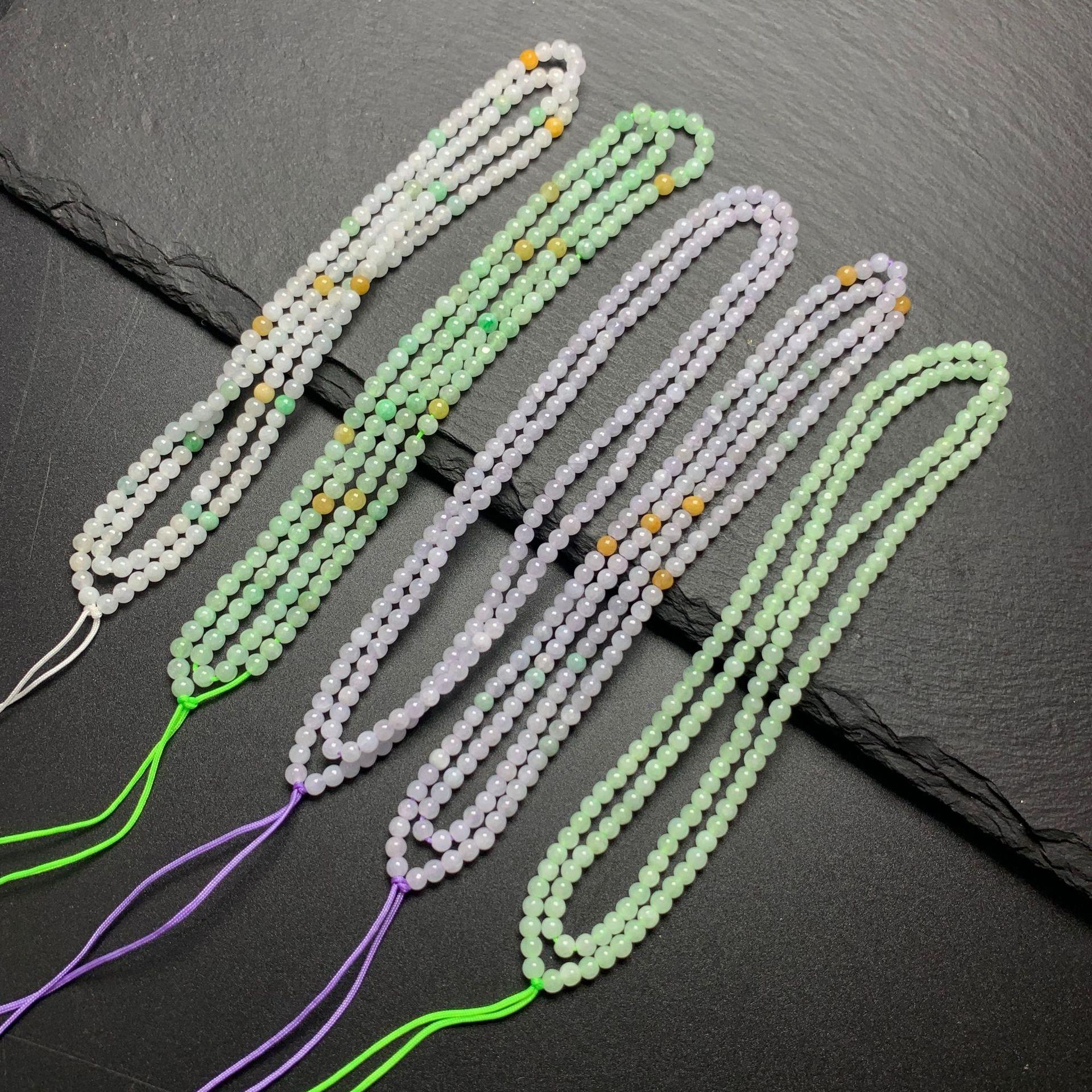 Simple Natural Icy Multicolor Jadeite Round Bead Strand, Necklace and Bracelet Making Accessories