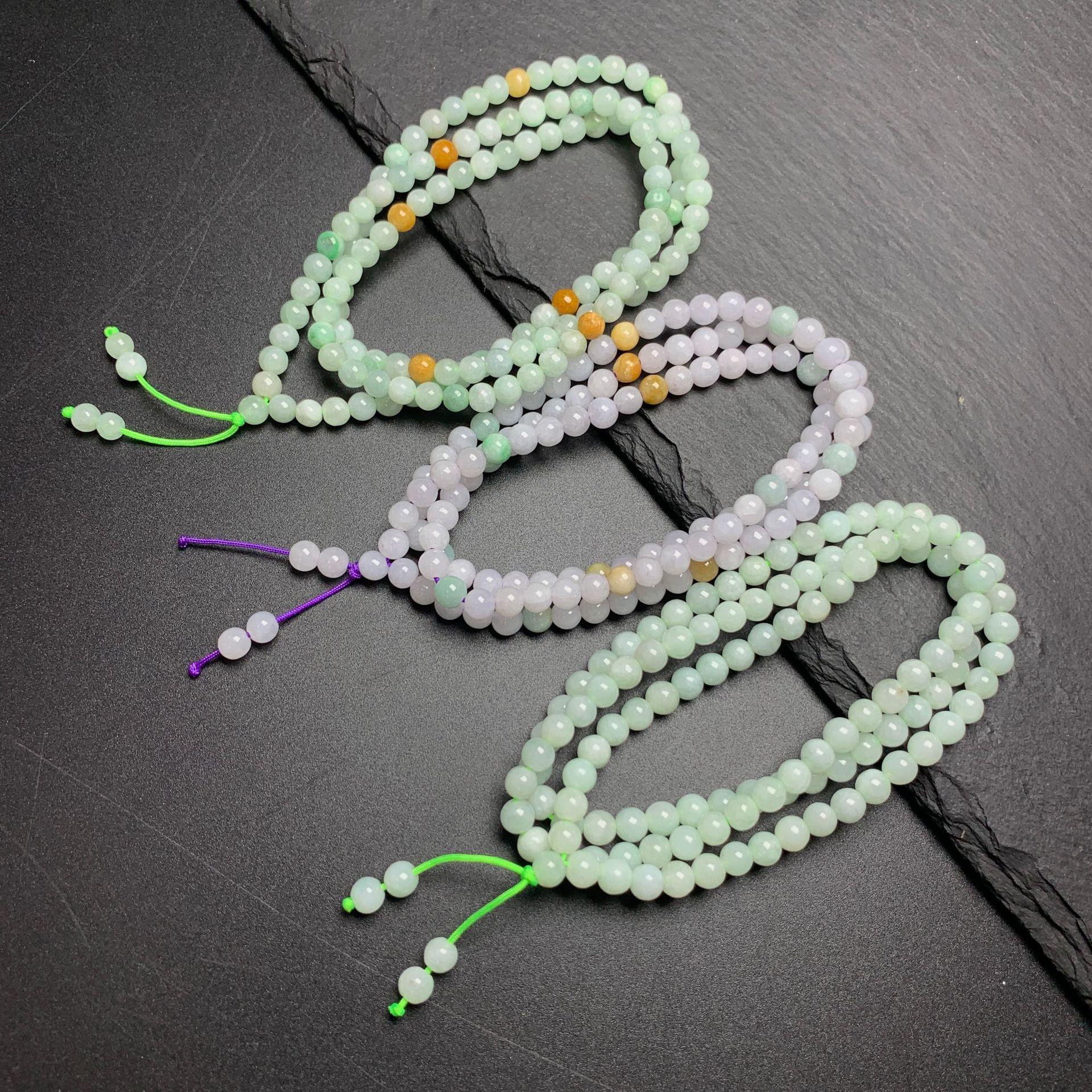 Simple Natural Icy Multicolor Jadeite Round Bead Strand, Necklace and Bracelet Making Accessories